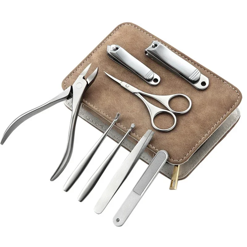 Mens Grooming Kit Bag - 8/12 قطعة مجموعة مانيكير المهنية الفولاذ