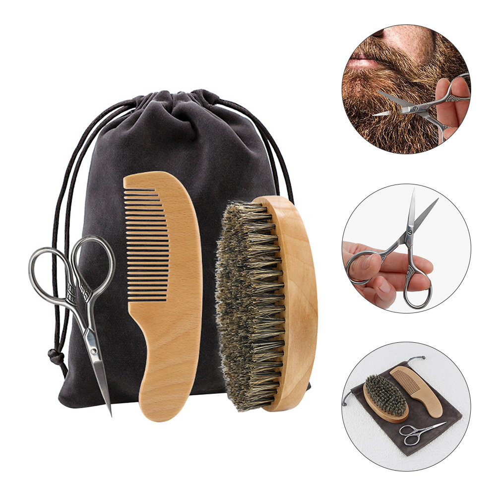Mens Grooming Kit Bag - مجموعة تصفيف اللحية للرجال، فرشاة لحية